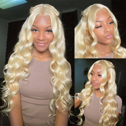 613 Honey Blonde Color Human Hair 3 Bundles with 13x4 Lace Frontal Body Wave