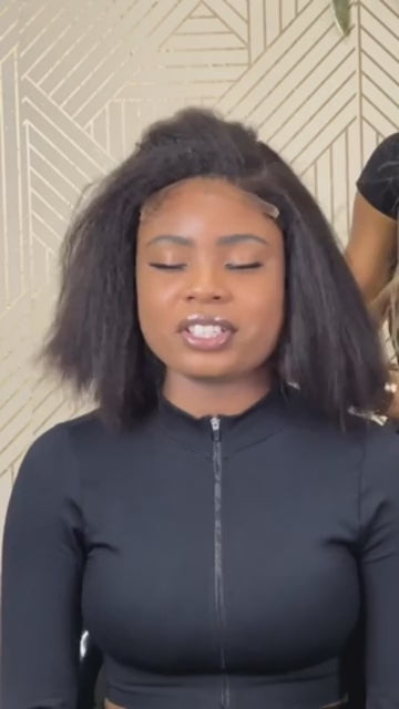 Kinky Straight Bob Wig Human Hair Wigs Yaki 13X4 HD Transparent Short Bob Lace Front Wigs