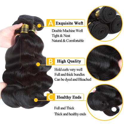 Wholesale Body Wave 30 to 40 Inches Uprocessed Virgin Human Hair Weave Bundles
