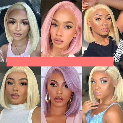 613 Blonde Bob Wig Human Hair 13x4 HD Transparent Lace Front Wigs Human Hair Pre Plucked With Baby Hair Bob Wig