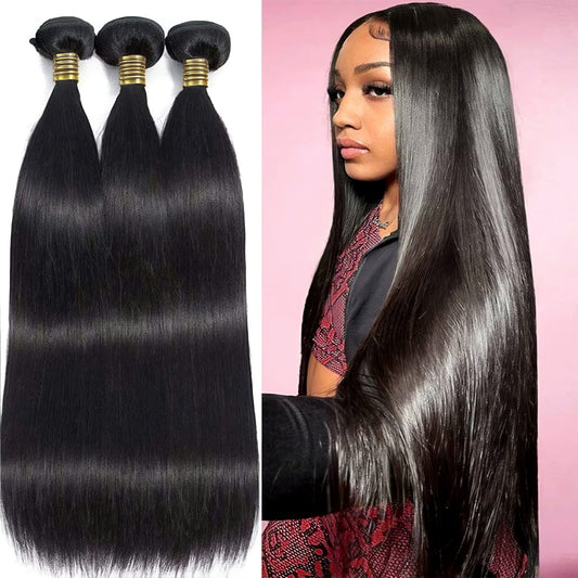Silky Straight Virgin Human Hair Weave 3 Bundles Deals Natural Color
