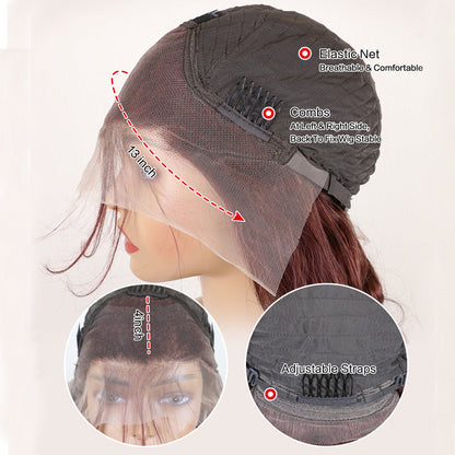 Reddish Brown Lace Front Wigs Human Hair Straight 13x4 HD Lace Front Wigs Human Hair Pre Plucked