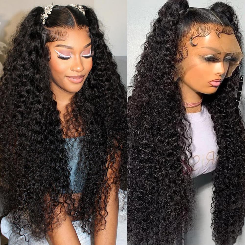 Water Wave 13x6 HD Lace Front Wigs Human Hair Pre Plucked With Baby Hair 180% Density Deep Part Curly Wigs
