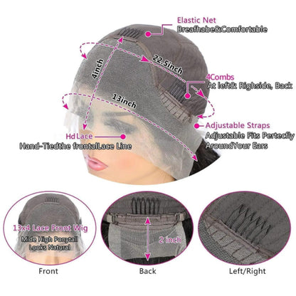 Straight Lace Front Wigs Human Hair 180% Density 13x4 HD Lace Front Wigs Natural HairLine