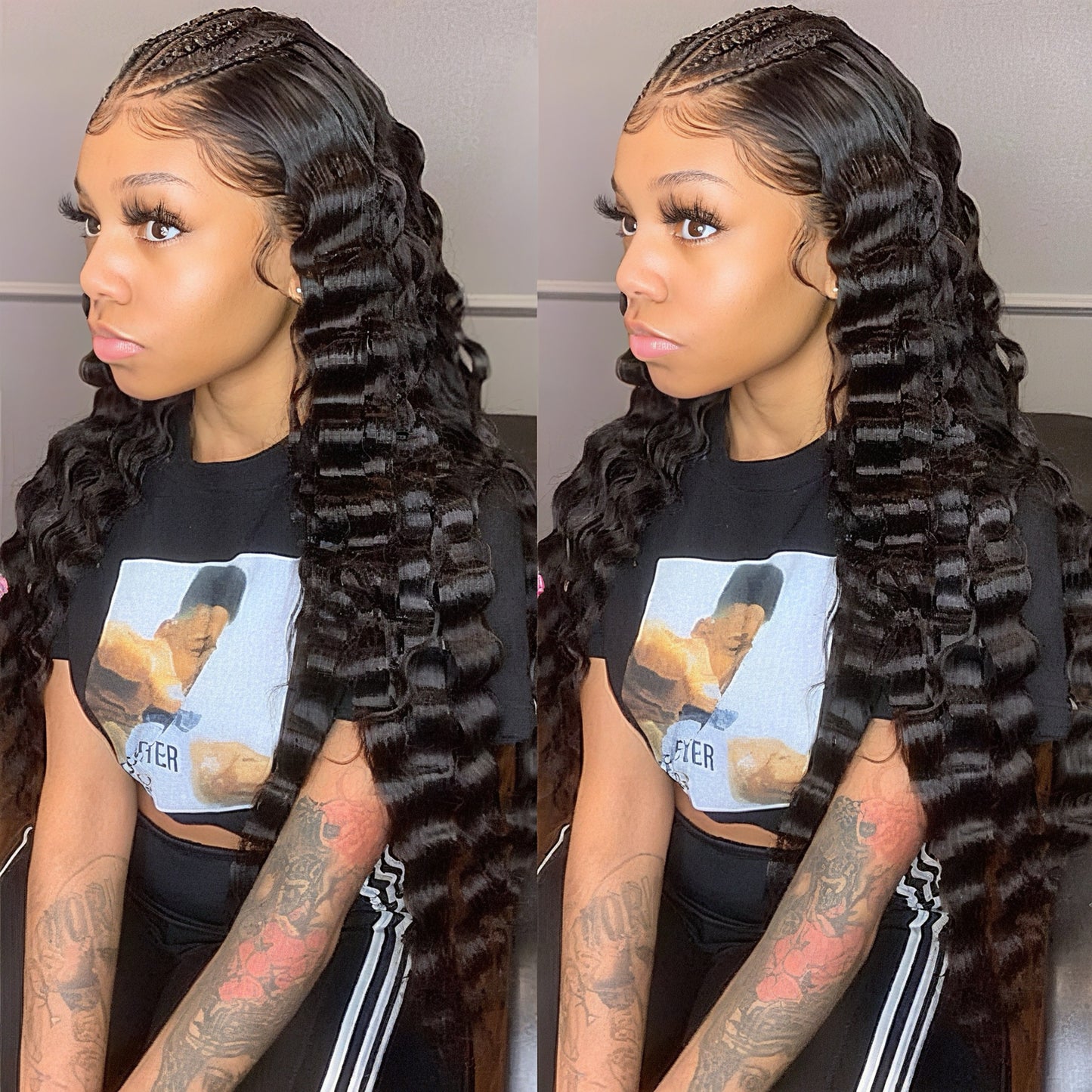 Loose Deep Wave 3 Bundles with 13x4 Lace Frontal Unprocessed Human Hair