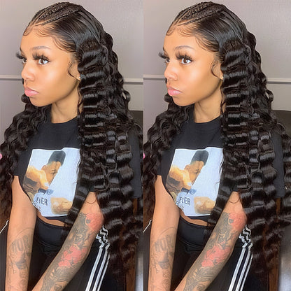 Loose Deep Wave 3 Bundles with 13x4 Lace Frontal Unprocessed Human Hair