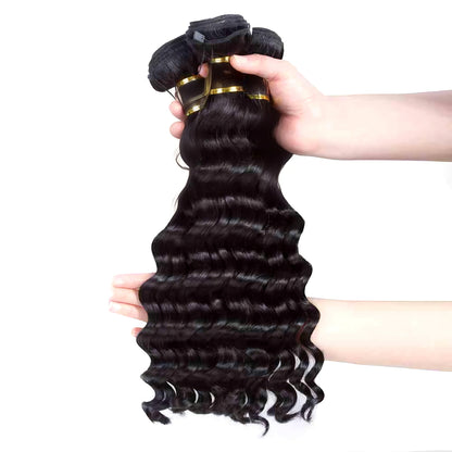 Loose Deep Wave Human Hair Bundles with Swiss Lace Closure