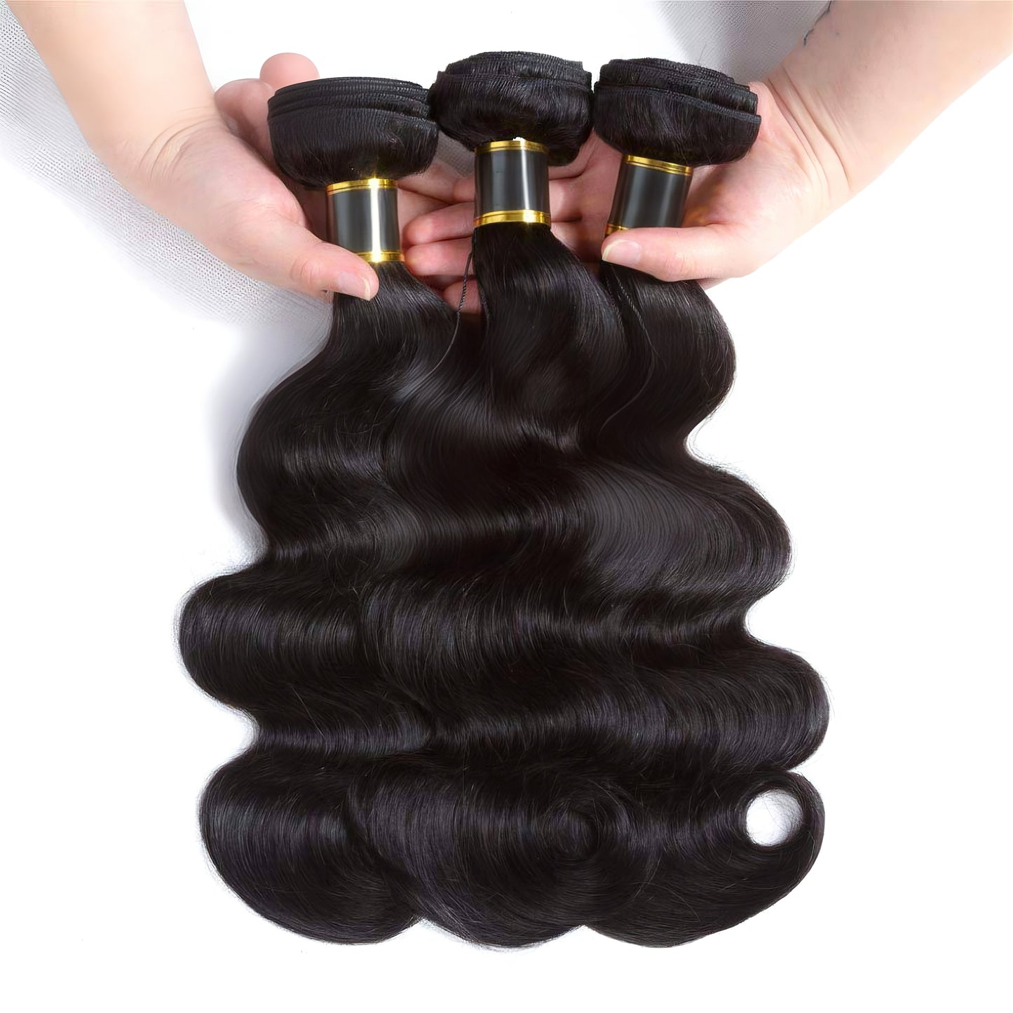 Body Wave Human Hair Weave 3 Bundles with Lace Frontal Ear to Ear