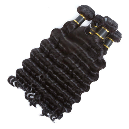 Loose Deep Wave 3 Bundles with Lace Frontal Virgin Human Hair Extensions