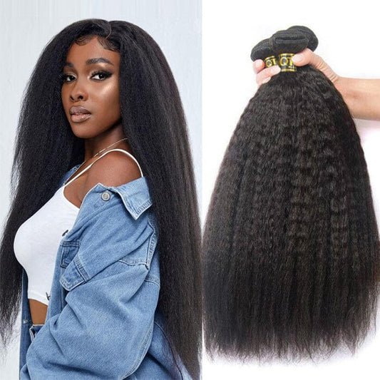 Brazilian Kinky Straight Human Hair 3 Bundles Deals Virgin Hair Weave Extensions