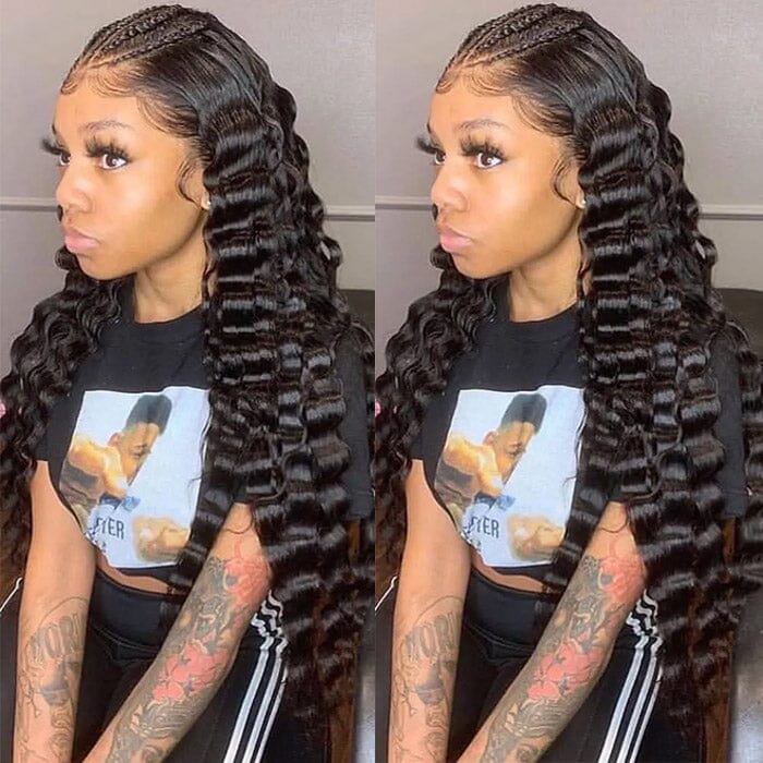 Brazilian Loose Deep Wave 3 Bundles with 13x4 Lace Frontal Unprocessed Human Hair