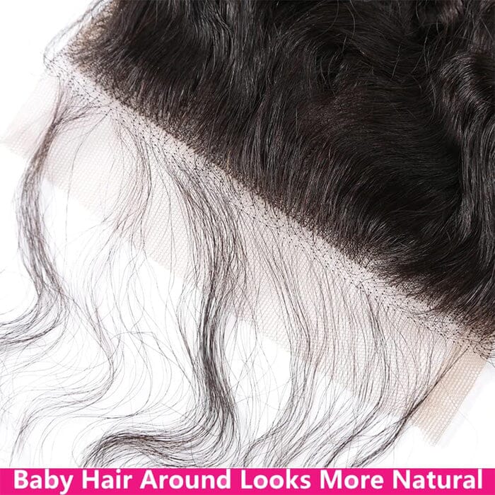 Body Wave 4 Pcs Hair Bundles with Lace Closure Virgin Human Hair Natural Black Color
