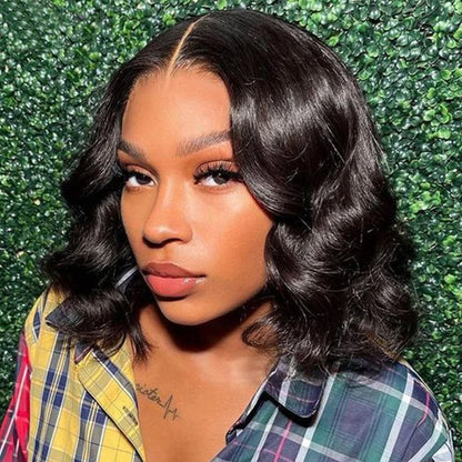 Blunt Cut Bob 4X4 Lace Closure Human Hair Wigs Body Wave Lace Front Bob Wigs With Baby Hair