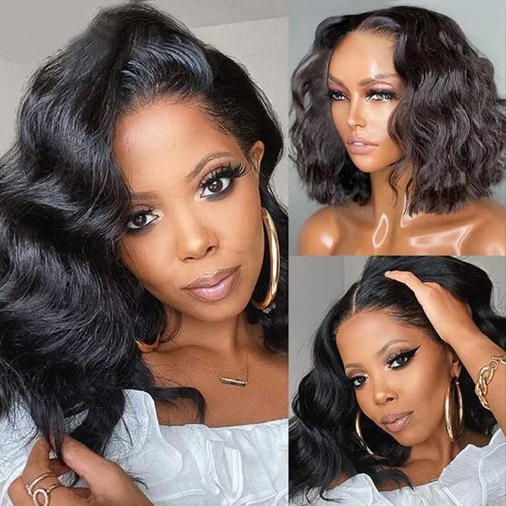 13x4 #1 Body Wave Bob Wig Human Hair Lace Front Wigs for Black Women Pre Plucked 180% Density