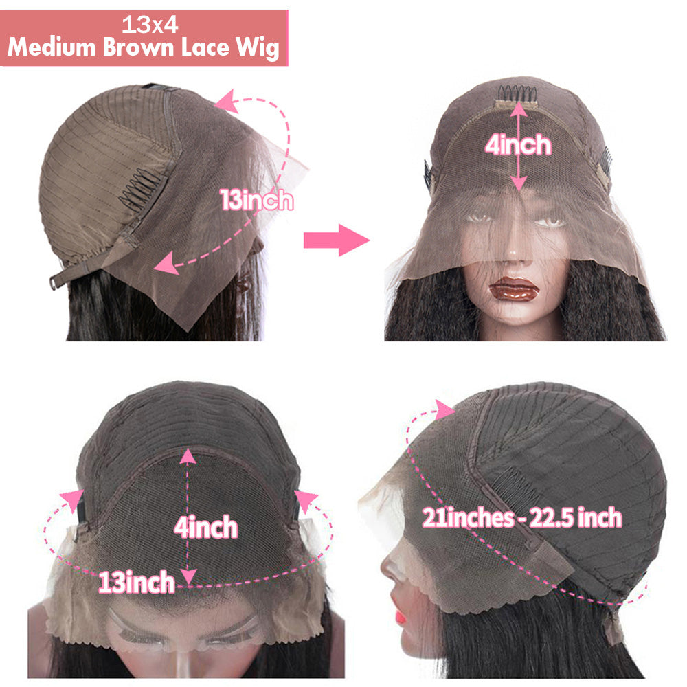 Kinky Straight Bob Wig Human Hair Wigs Yaki 13X4 HD Transparent Short Bob Lace Front Wigs