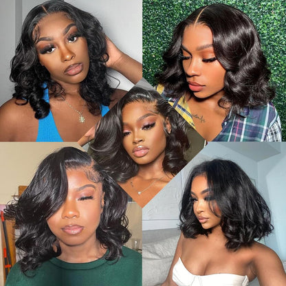 13x4 #1 Body Wave Bob Wig Human Hair Lace Front Wigs for Black Women Pre Plucked 180% Density