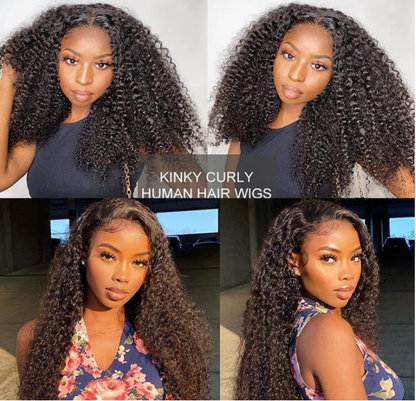 13x6 Kinky Curly Lace Front Wigs Virgin Human Hair HD Transparent Curly Lace Frontal Wig