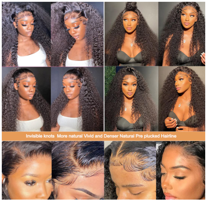 13x6 Kinky Curly Lace Front Wigs Virgin Human Hair HD Transparent Curly Lace Frontal Wig