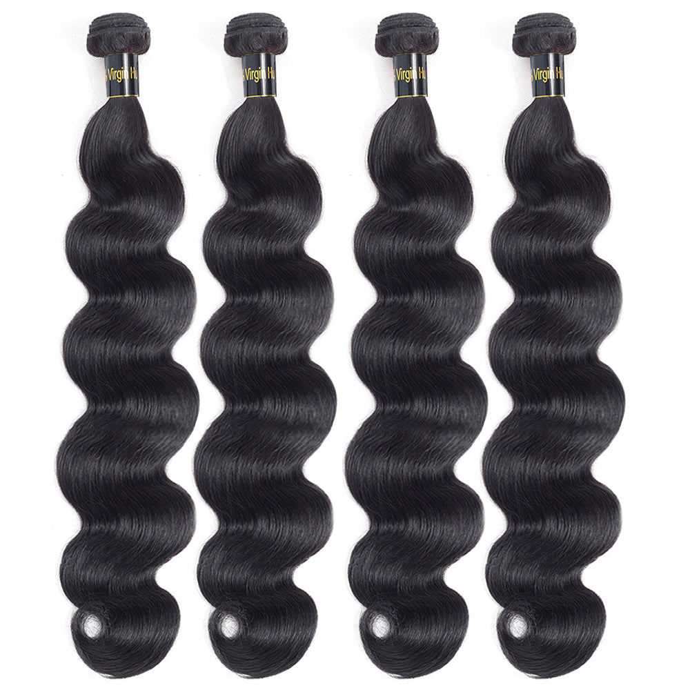 14A Body Wave Hair Human Hair Bundles 100% Unprocessed Virgin Human Hair Weave 4 Bundles Hair