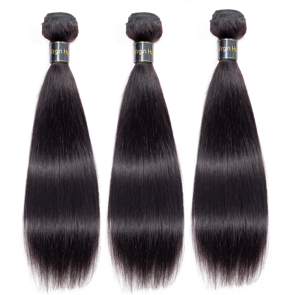 14A Straight Hair Human Hair Bundles 100% Unprocessed Virgin Straight Human Hair Weave 3 Bundles Hair
