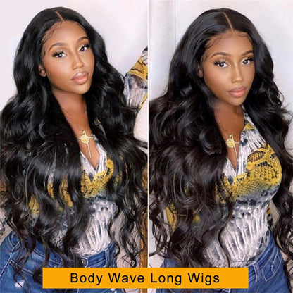 4×4 HD Transparent Body Wave Lace Closure Wigs Human Hair Lace Front Wigs