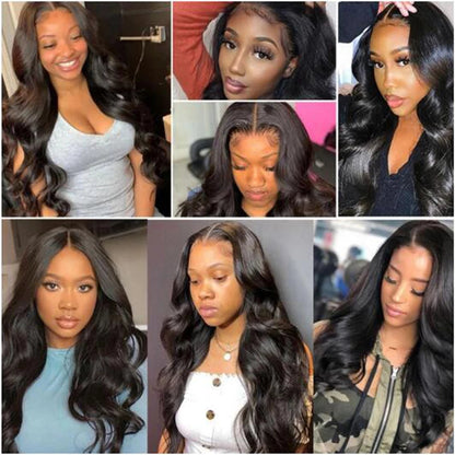4×4 HD Transparent Body Wave Lace Closure Wigs Human Hair Lace Front Wigs