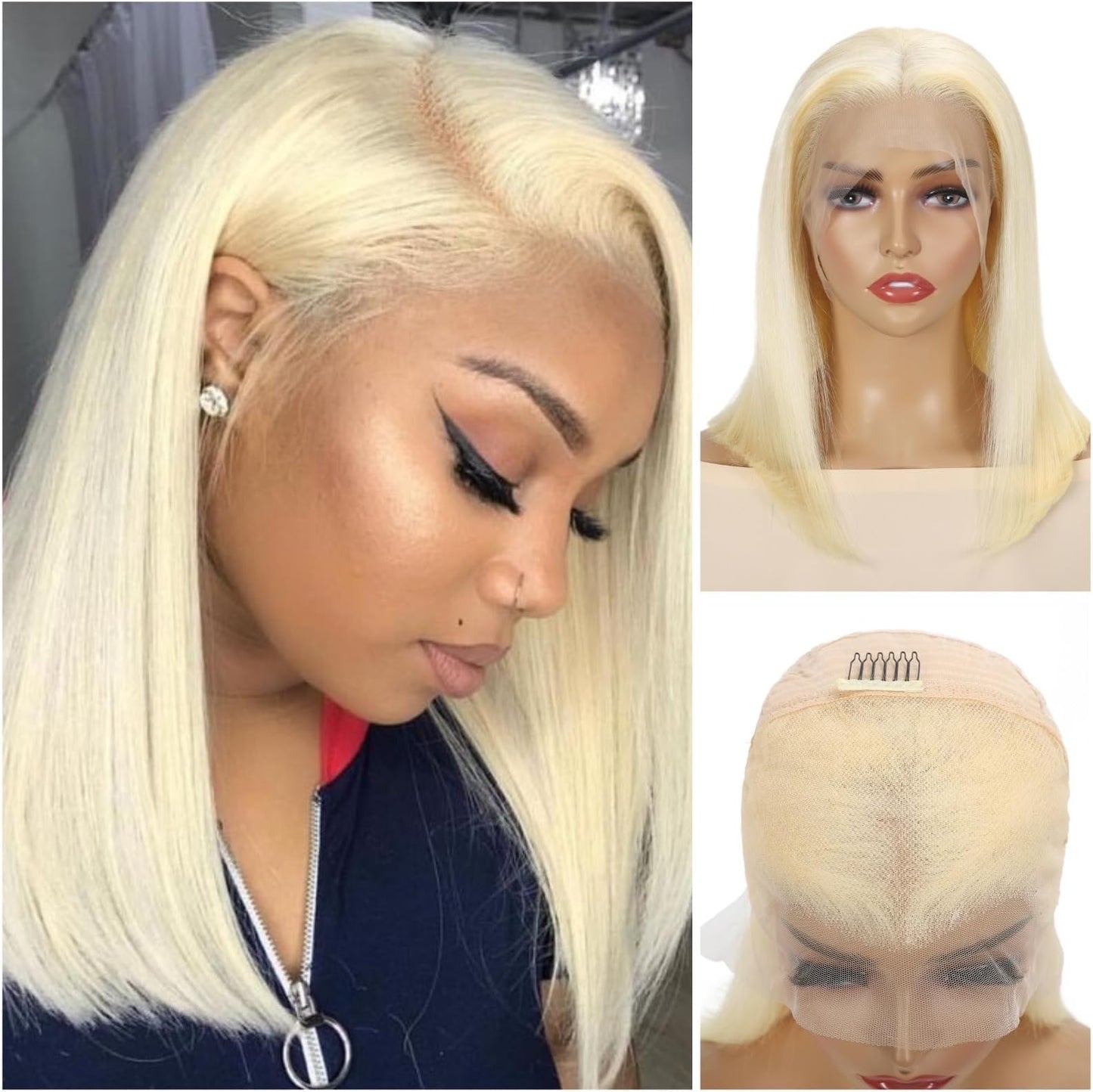 613 Blonde Bob Wig Human Hair 13x4 HD Transparent Lace Front Wigs Human Hair Pre Plucked With Baby Hair Bob Wig