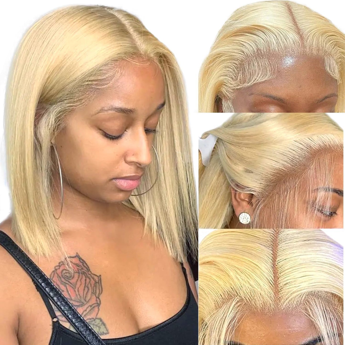 613 Blonde Bob Wig Human Hair 13x4 HD Transparent Lace Front Wigs Human Hair Pre Plucked With Baby Hair Bob Wig