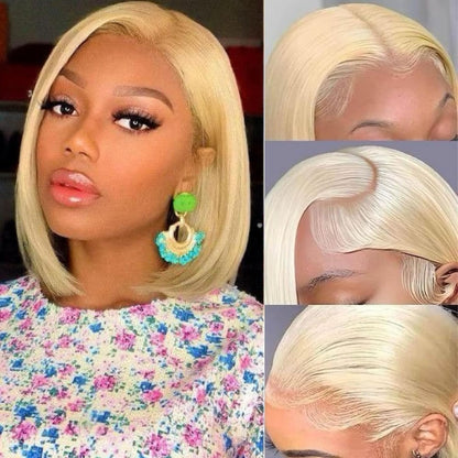 613 Blonde Bob Wig Human Hair 13x4 HD Transparent Lace Front Wigs Human Hair Pre Plucked With Baby Hair Bob Wig