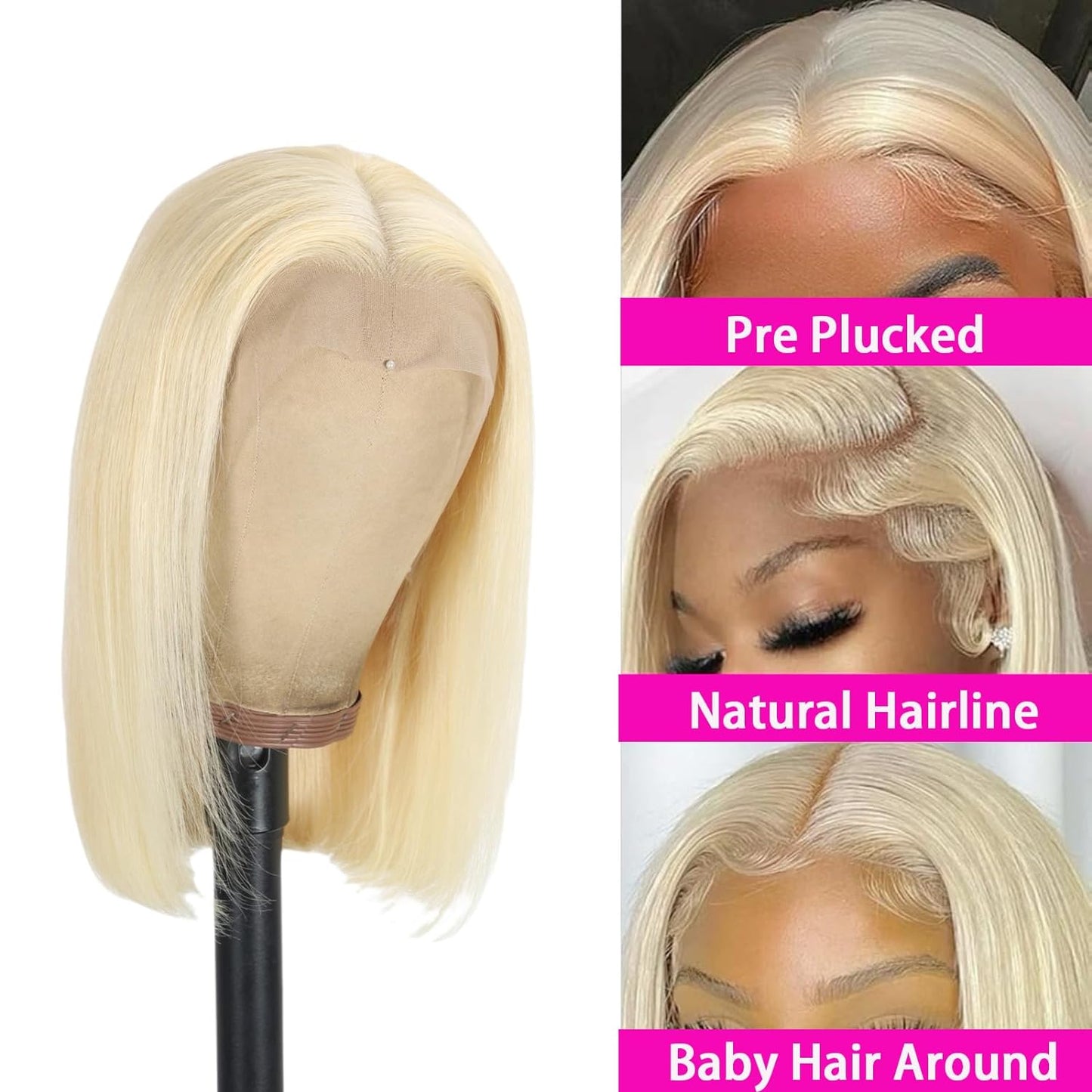 613 Blonde Bob Wig Human Hair 13x4 HD Transparent Lace Front Wigs Human Hair Pre Plucked With Baby Hair Bob Wig