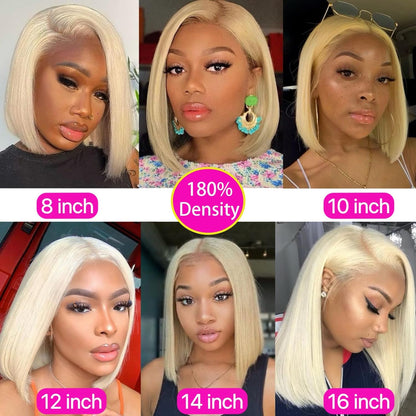 613 Blonde Bob Wig Human Hair 13x4 HD Transparent Lace Front Wigs Human Hair Pre Plucked With Baby Hair Bob Wig