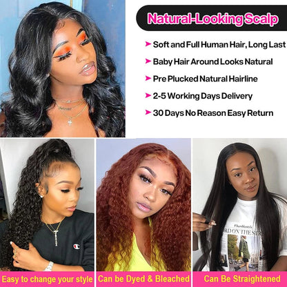 Body Wave Lace Front Wigs Human Hair Pre Plucked 13x6 HD Lace Frontal Wigs