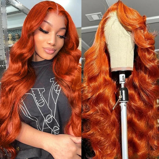Ginger Orange 13x4 HD Lace Front Body Wave Human Hair Wigs Pre Plucked With Baby Hair