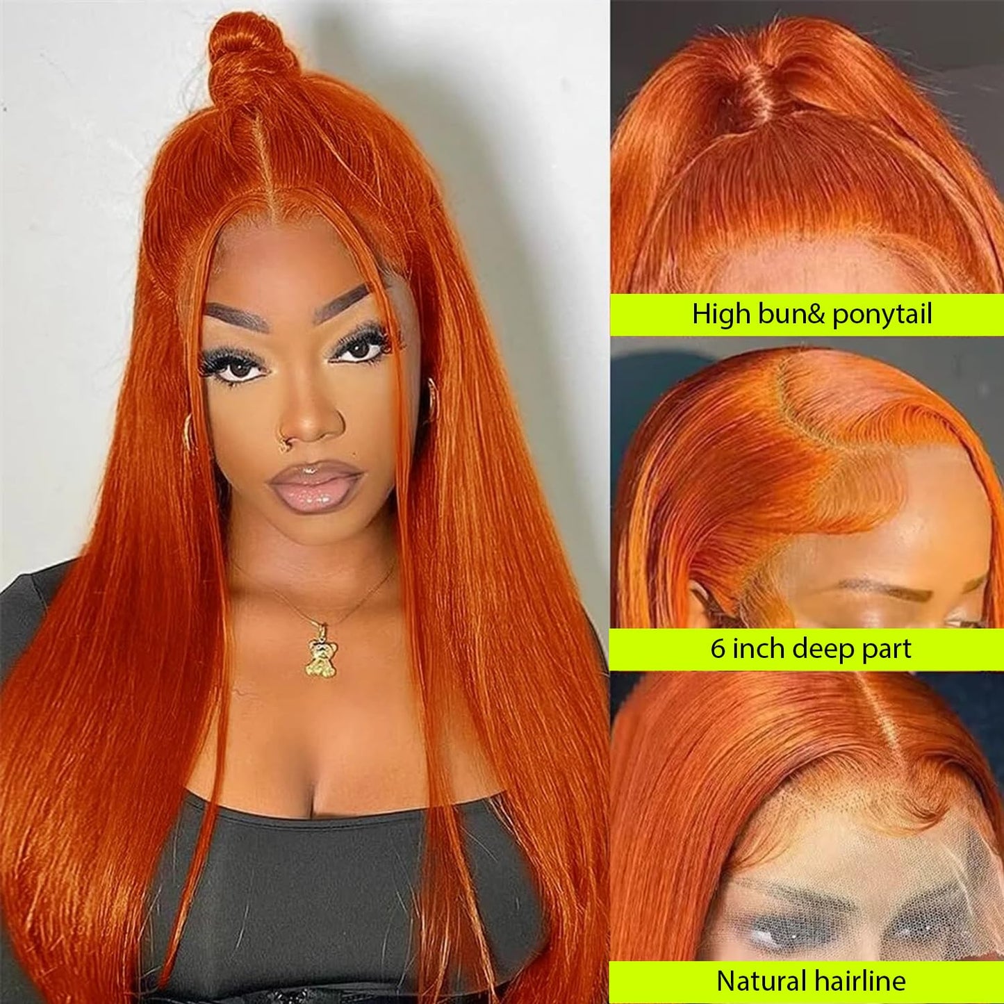 Ginger Orange 13x4 HD Straight Lace Front Wigs Human Hair Pre Plucked Natural Hairline