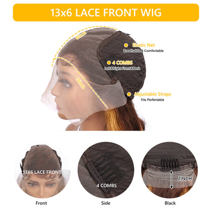 Highlight Ombre  13x6 Straight Human Hair Wig 4/27 Honey Blonde Lace Front Wigs Pre Plucked