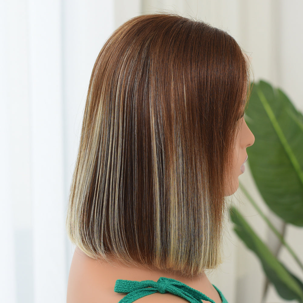 Highlight Ombre Lace Front Bob Wig Human Hair Straight Hair Lace Closure Wigs