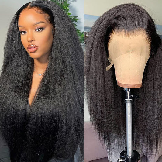 Kinky Straight Lace Front Wig 13x6 Hd Lace Frontal Yaki Human Hair Wigs