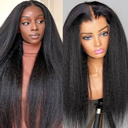 Kinky Straight Lace Front Wig 13x6 Hd Lace Frontal Yaki Human Hair Wigs
