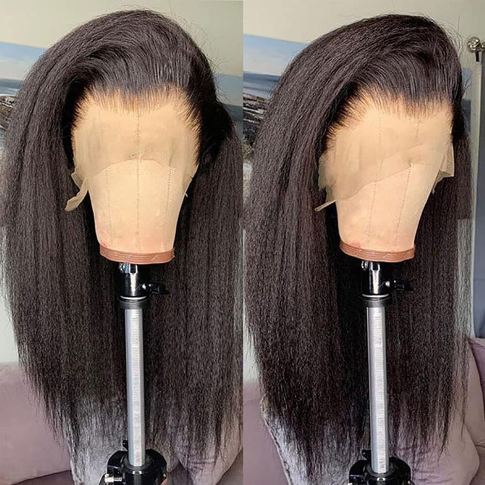 Kinky Straight Lace Front Wigs Human Hair Wigs HD 13x4 Glueless Lace Frontal Wigs