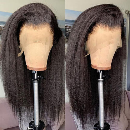 Kinky Straight Lace Front Wigs Human Hair Wigs HD 13x4 Glueless Lace Frontal Wigs