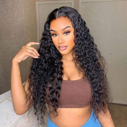 Lace Front Wigs Human Hair Water Wave Virgin Hair 180% Density 4X4 Water Curly Lace Closure Human Hair Wigs