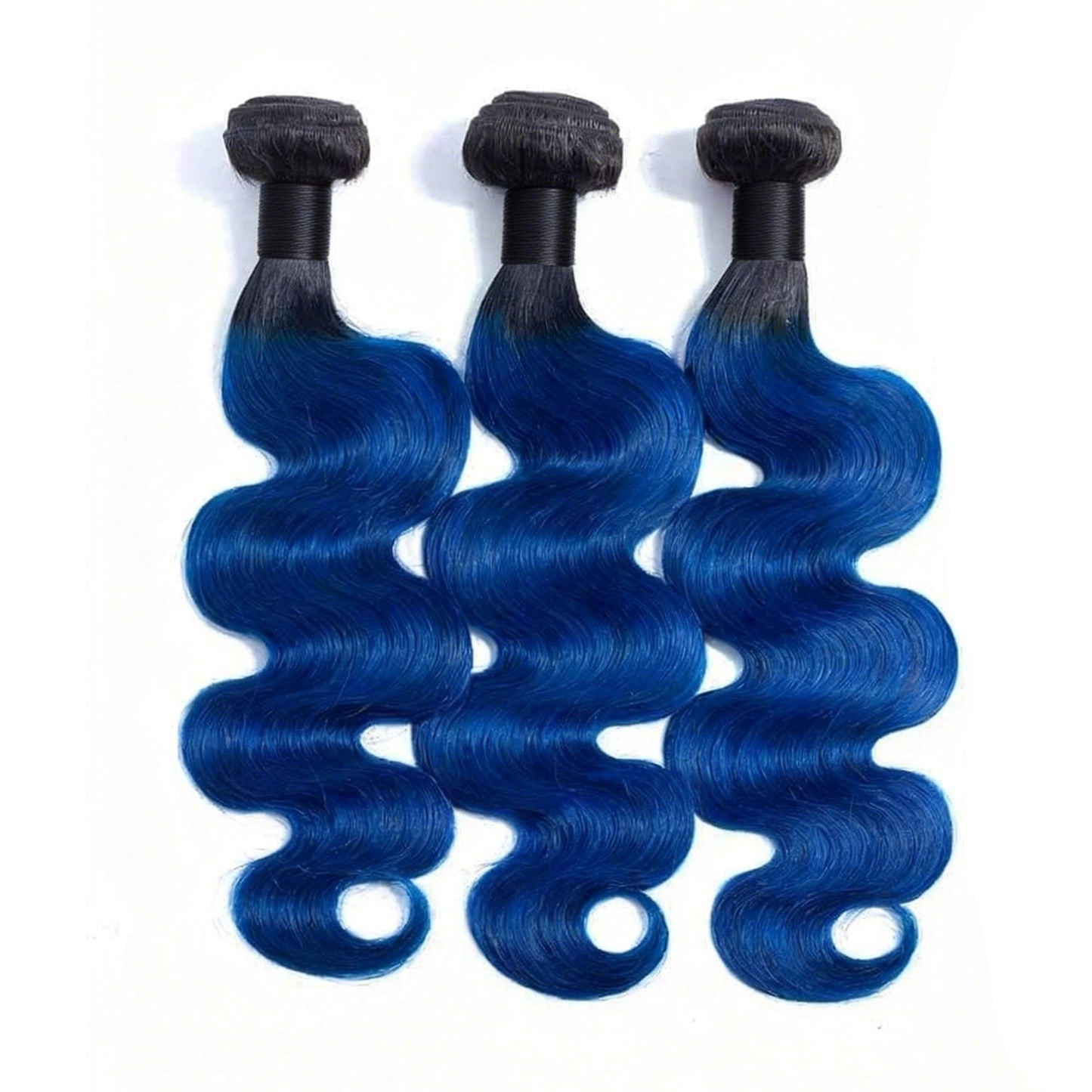 1B/Blue Body Wave Human Hair 3 Bundles with Closure 2 Tone Ombre Human Hair