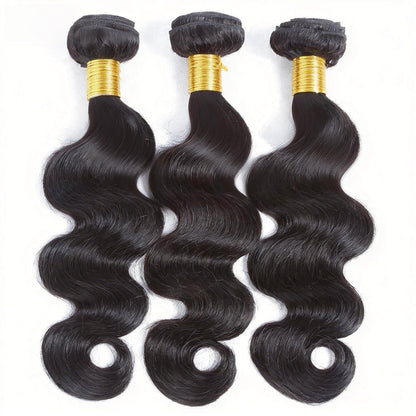 Virgin Human Hair Body Wave Weave 3 Bundles with 13x4 Lace Frontal