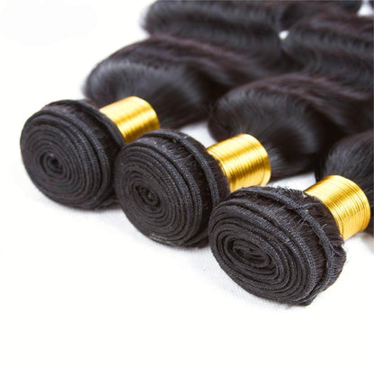 Virgin Human Hair Body Wave Weave 3 Bundles with 13x4 Lace Frontal