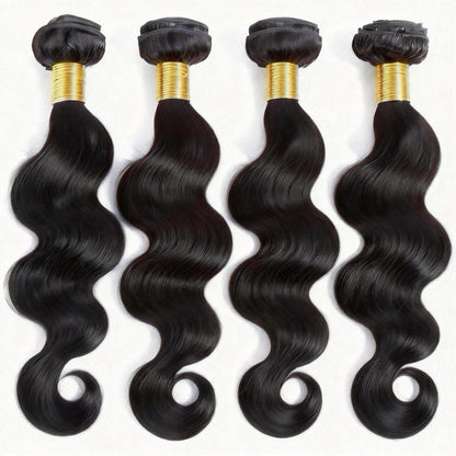 Raw Hair Body Wave 4 Bundles Virgin Human Hair Weave with Lace Closure