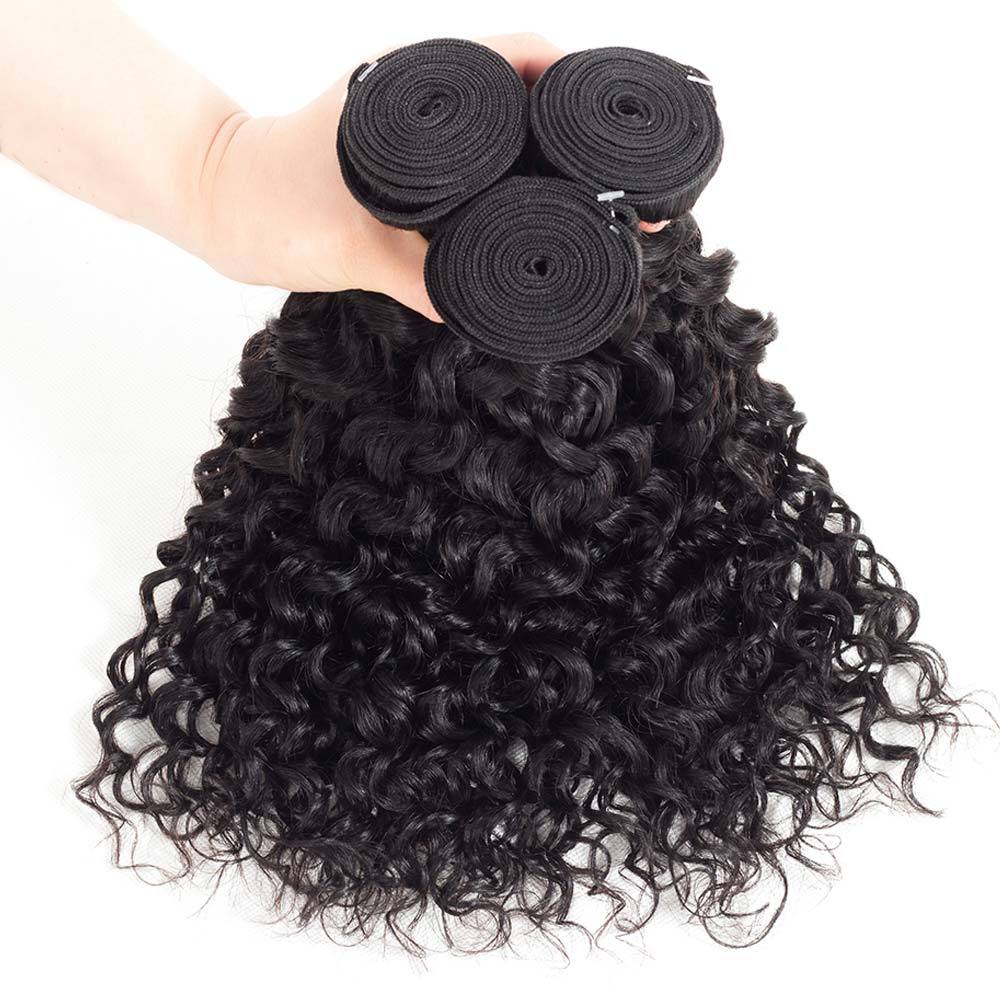 Water Wave Bundles With Frontal Closure Wet And Wavy 100% Unprocessed Brazilian Virgin Human Hair