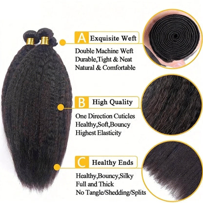 Kinky Straight Human Hair 3 Bundles Deals Virgin Hair Weave Extensions