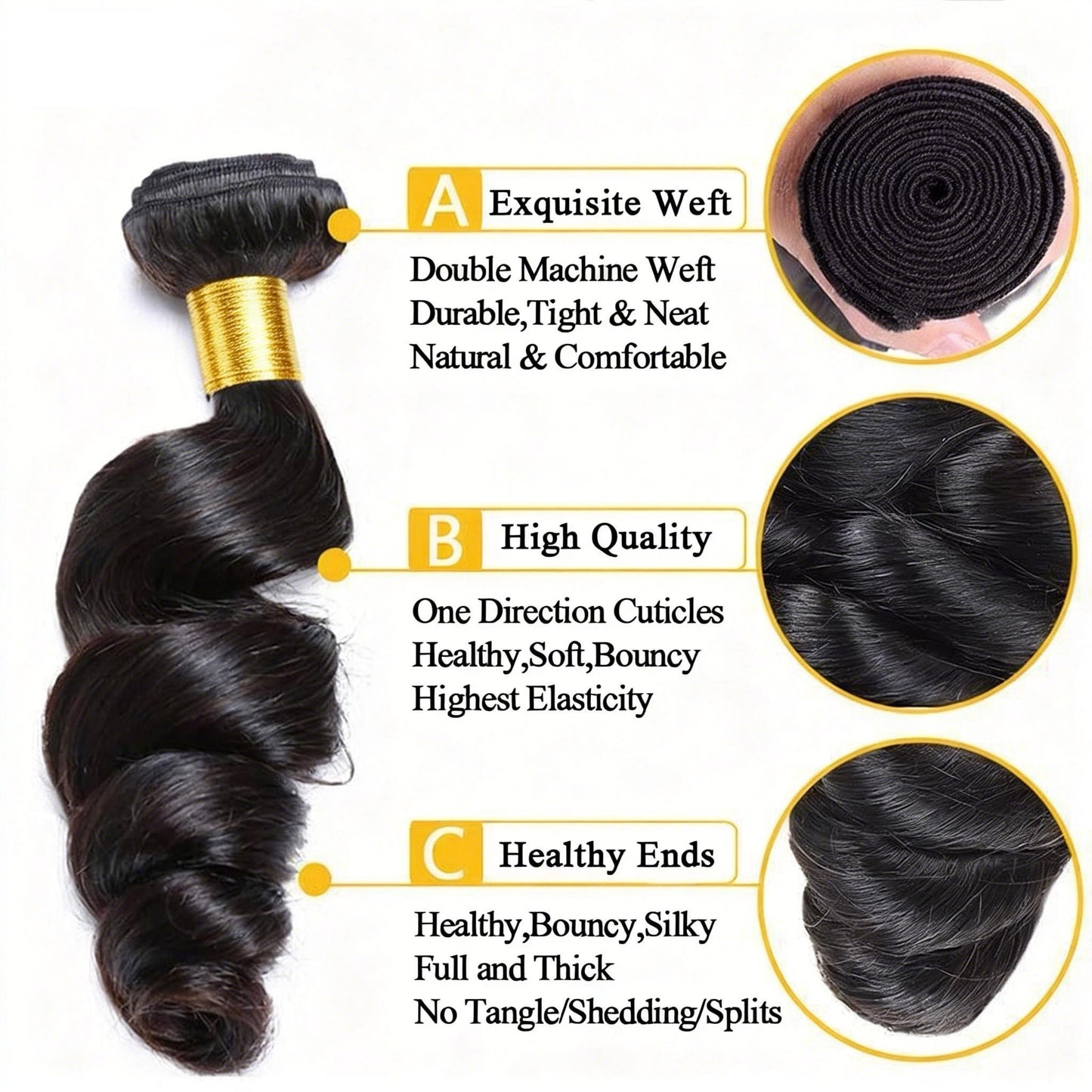 14A Grade Loose Wave Human Hair Bundles with 4x4 Lace Closure