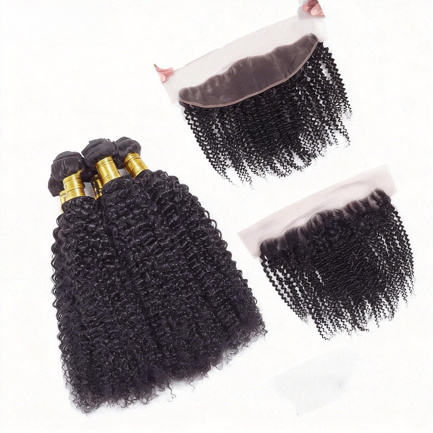 4 Bundles Curly with Lace Frontal 100% Unprocessed Virgin Human Hair