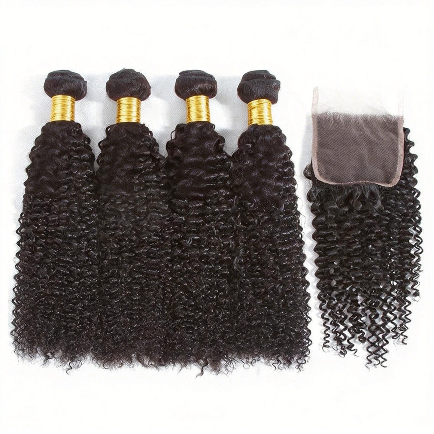 Curly Virgin Hair Weave 4 Bundles with 4X4 Lace Closure Human Hair